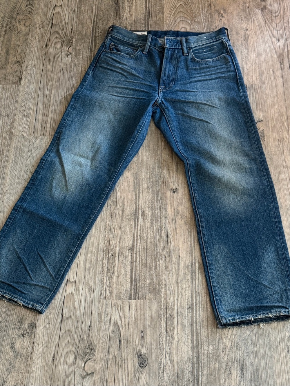 Abercrombie & Fitch Distressed Dark Blue Straight Jeans